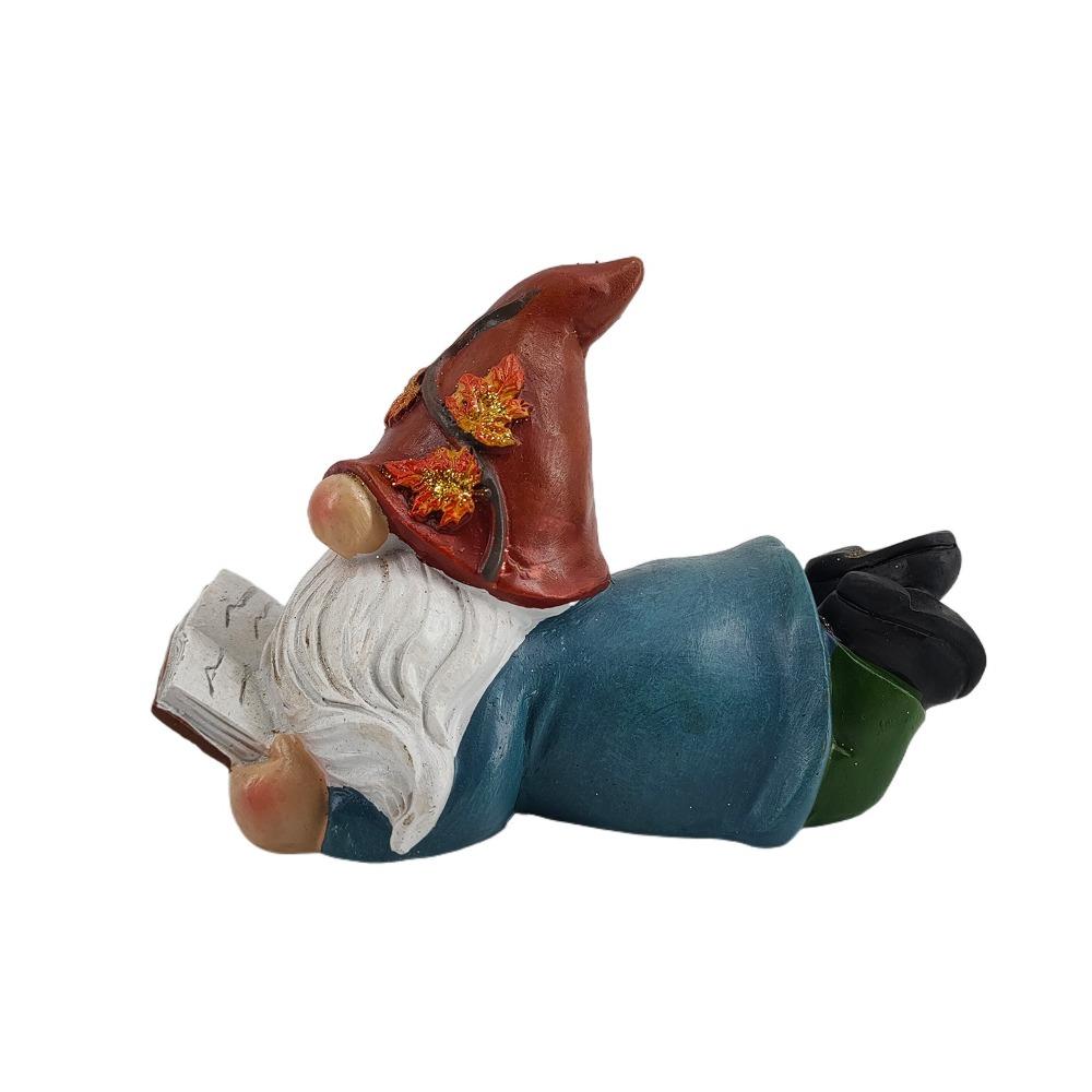 Resin Dwarf Sculpture Funny Miniature Statue Thanksgiving Pumpkin Decoration Gnome Figurine Porch