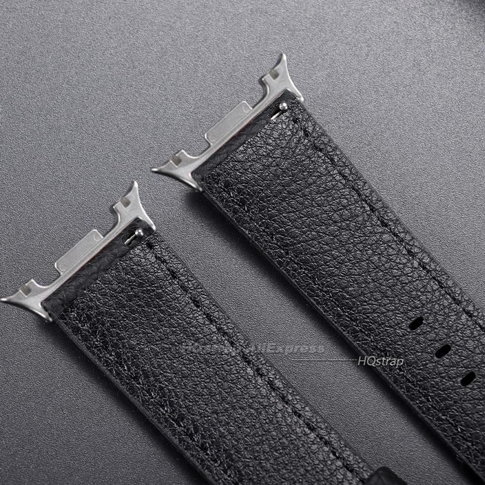 New Lychee Pattern Leather Watch Strap for Samsung Galaxy Watch 8 Classic 46mm 40mm 44mm Watch Band Business Smartwatch Bracelet