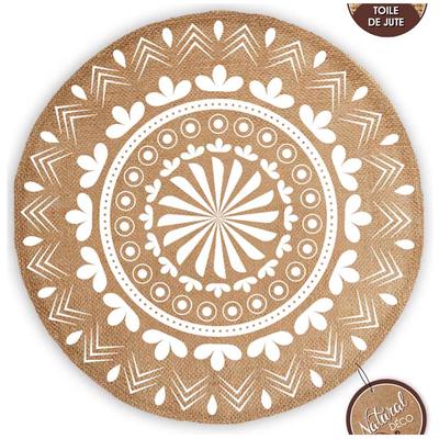 [R1411] - σουπλά από γιούτα σε μπεζ μπεζ «Mandala» - 38 cm