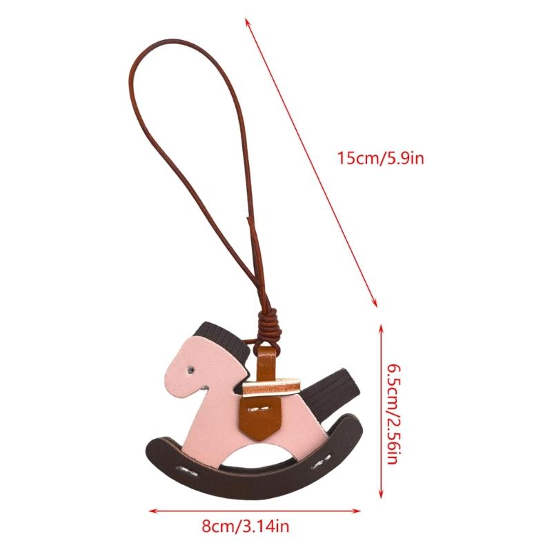 2026 Year Horse Themed Leather Keychain Featuring Wooden Horse Designs Handmade For Creative Gift And Fashion Accessory