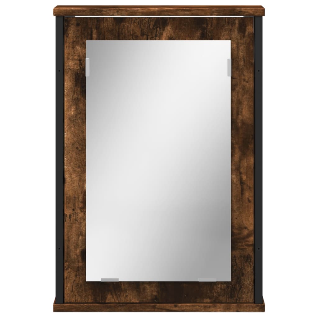 Vidaxl Mobile da Bagno con Specchio, Rovere Affumicato, 42X12X60 Cm