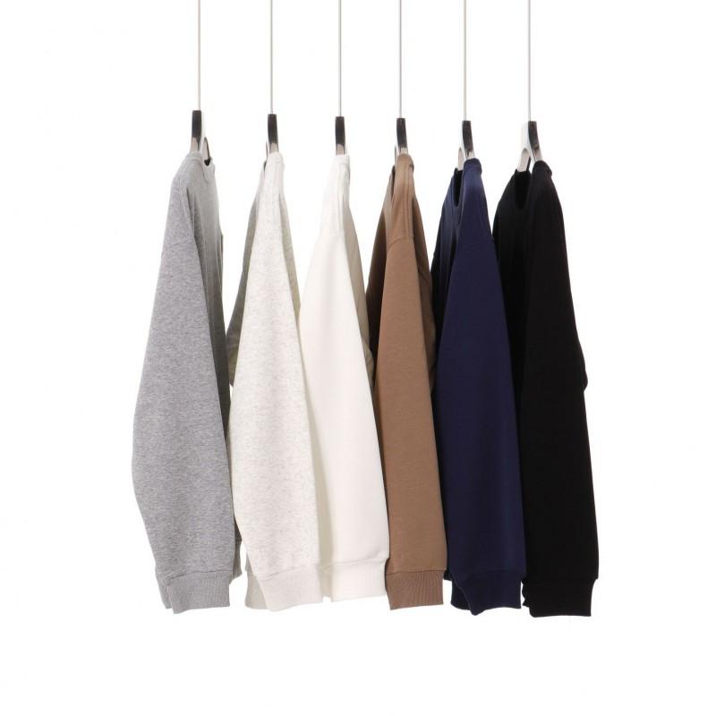 Heavyweight 420g Fleece-Lined Cotton Pullover Sweatshirt Unisex Oversized Casual Round Neck Top