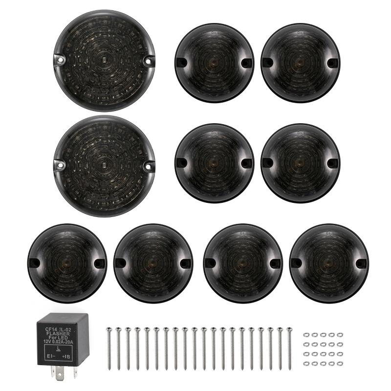 10pcs/set LED Car Indicator Light Upgrade Kit For Land Rover 90/110 1983-1990 Defender 1990-2016 Reversing Turn Signal Fog Lamp