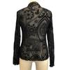 Damen Tops Rundhals Langarm Slim Fit Frühling Herbst Pullover Tops Durchsichtiges geometrisches Spitzenblumennetz T-Shirt