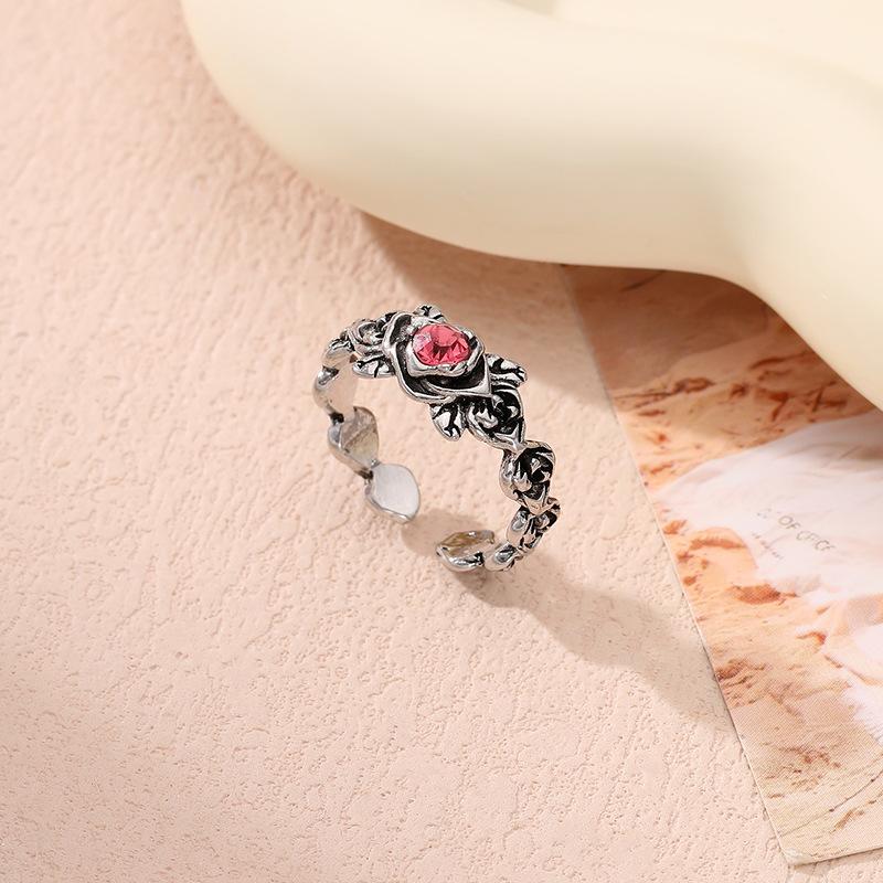 Ancient silver geometric ring literary and retro personality light luxury fashion jewelry finger ring women