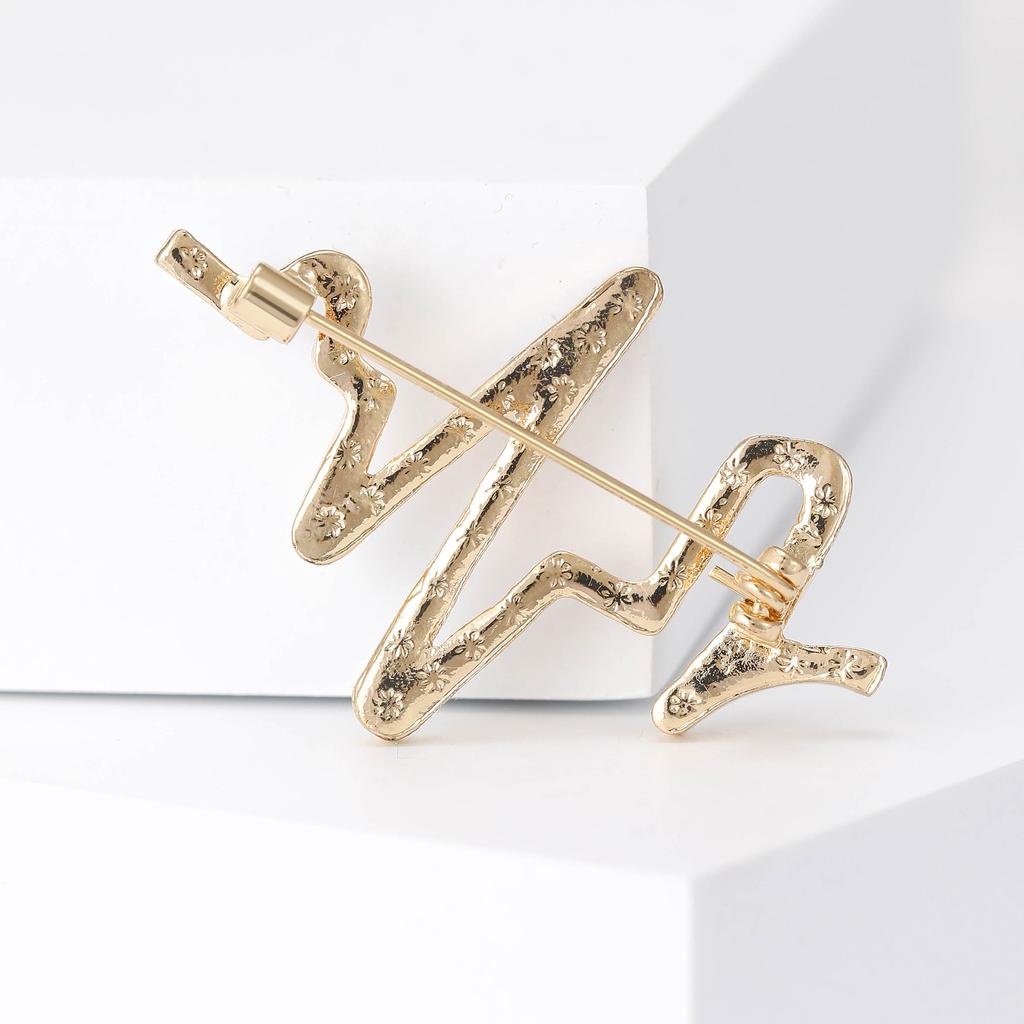 Simple High-End Sense Rhinestone Electrocardiogram Brooch Fashionable Versatile Suit With Jewelry Corsage