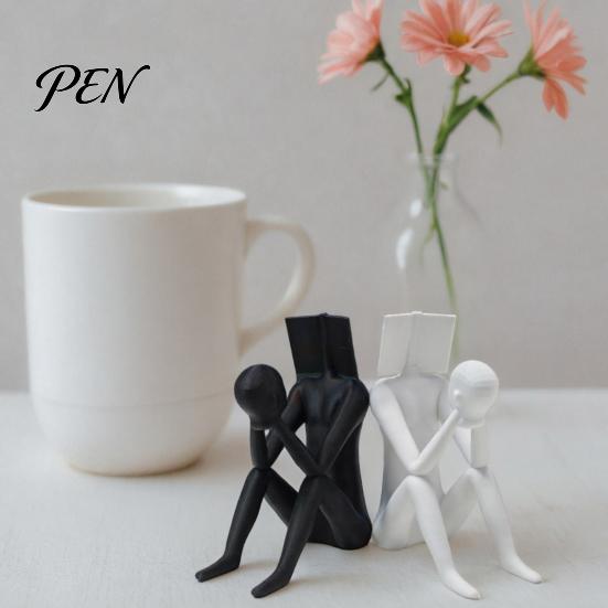 Abstract Character Sculpture 3D Printed Reading Man Statue, Book Head Sculpture, Matte Finish Creative Desk Decor, Phone Holder for Home Office