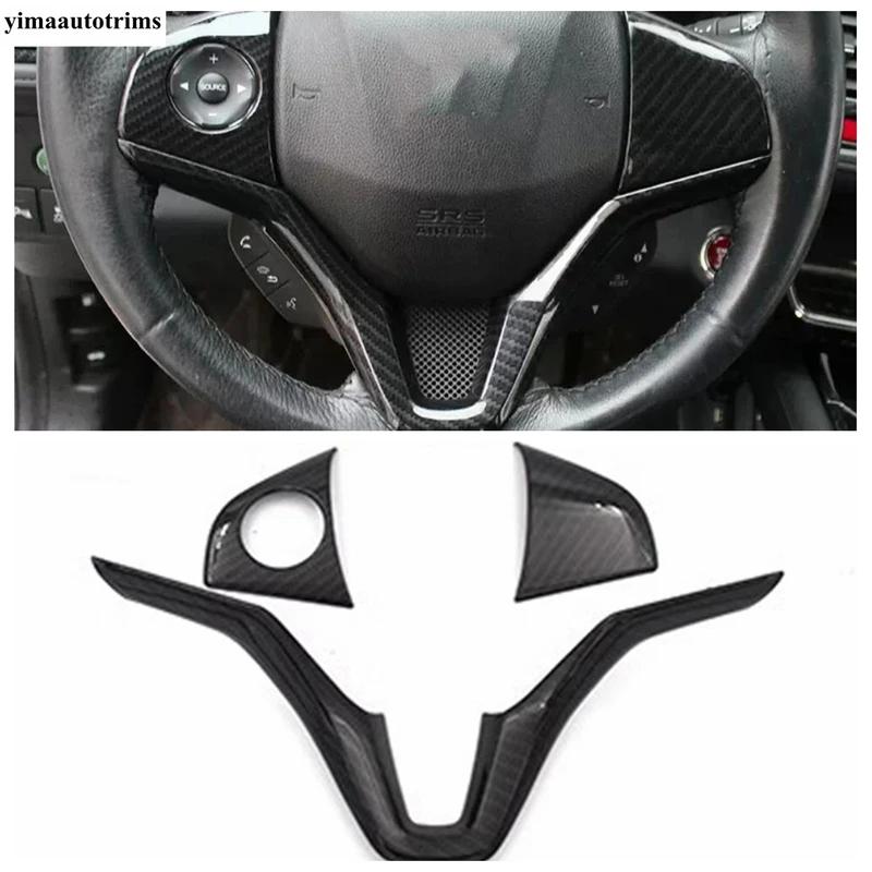 For Honda Vezel HR-V 2014 - 2025 ABS Carbon Fiber Car Steering Wheel Button Frame Decoration Cover Trim Accessories Interior