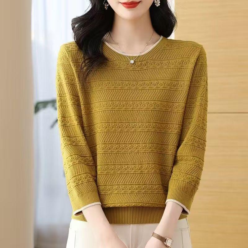 

Весенне-осенняя трикотажная футболка с рукавом семь восьмых, женский свободный топ, летняя дышащая трикотажная рубашка 3XL жёлтый