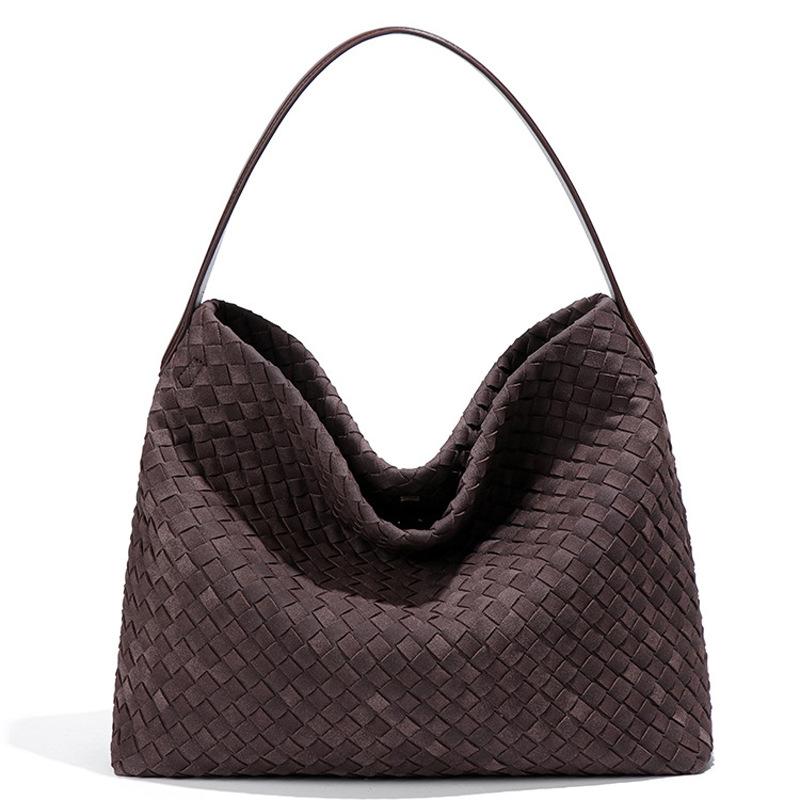 New Hand-Woven Matte Armpit Bag Large-Capacity Commuter Bucket Bag Fashionable Versatile Shoulder Messenger Bag