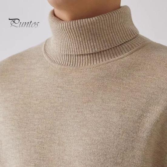 Men Winter Pullover Thickened Turtleneck Sweater Fleece Lined Warm Knitted Long Sleeve Top Casual Loose Fit for Home Office Street Wear Solid Color