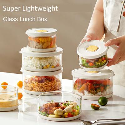 Szklany Zestaw Tupperware Pojemnik na Lunch Szczelne Pojemniki do Przechowywania Żywności do Mrożenia Ryżu Lodówka Organizer Kuchenny Miska na Sałatkę z Pokrywką