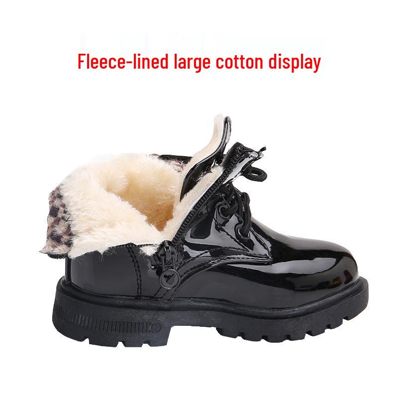 Kids' Non-slip Leather Ankle Boots - Autumn/Winter Velvet-Lined for Boys and Girls