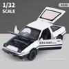 1/32 Toyota Initial D AE86 Toy Car Diecast Miniature Model Pull Back Sound Light Doors Openable Educational Collection Gift Kid