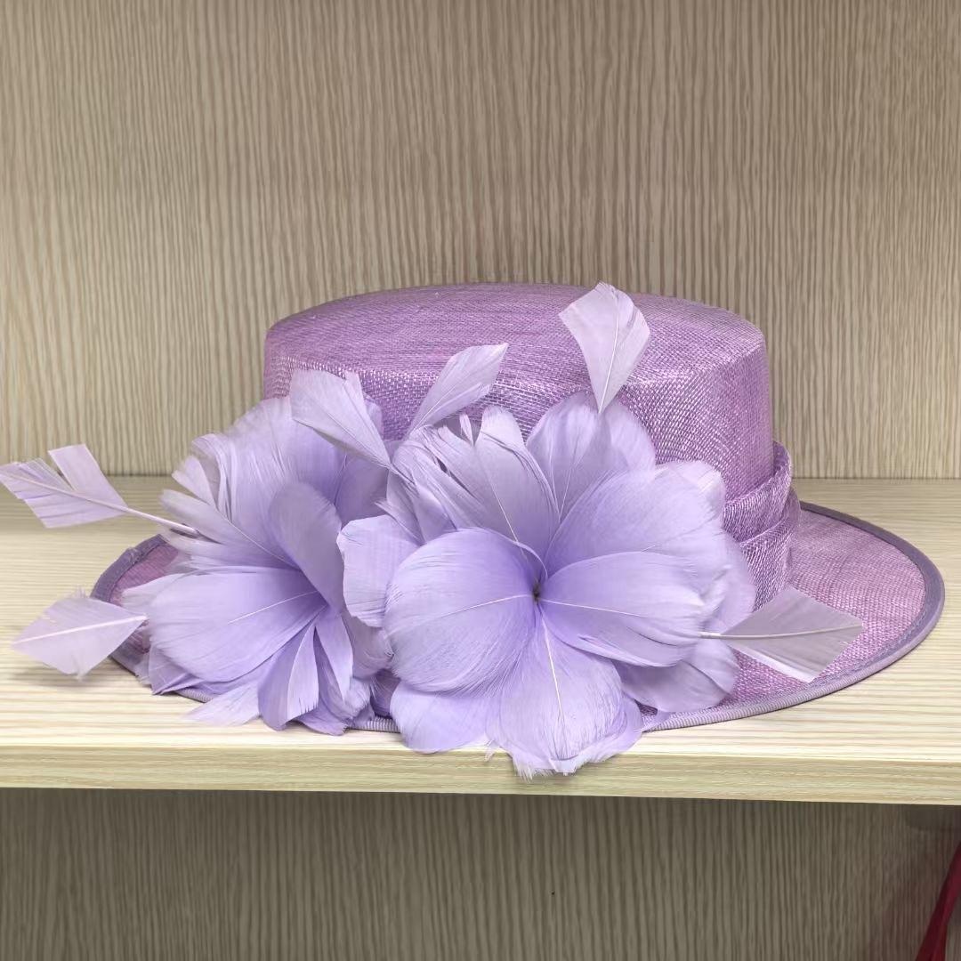 Шляпа Дал Ле с плоским верхом Модная конопляная марлевая шляпа Маленькие поля Цветочный мельничный станок Британская шляпа Yanhui M（56-58cm） лаванды фиолетового