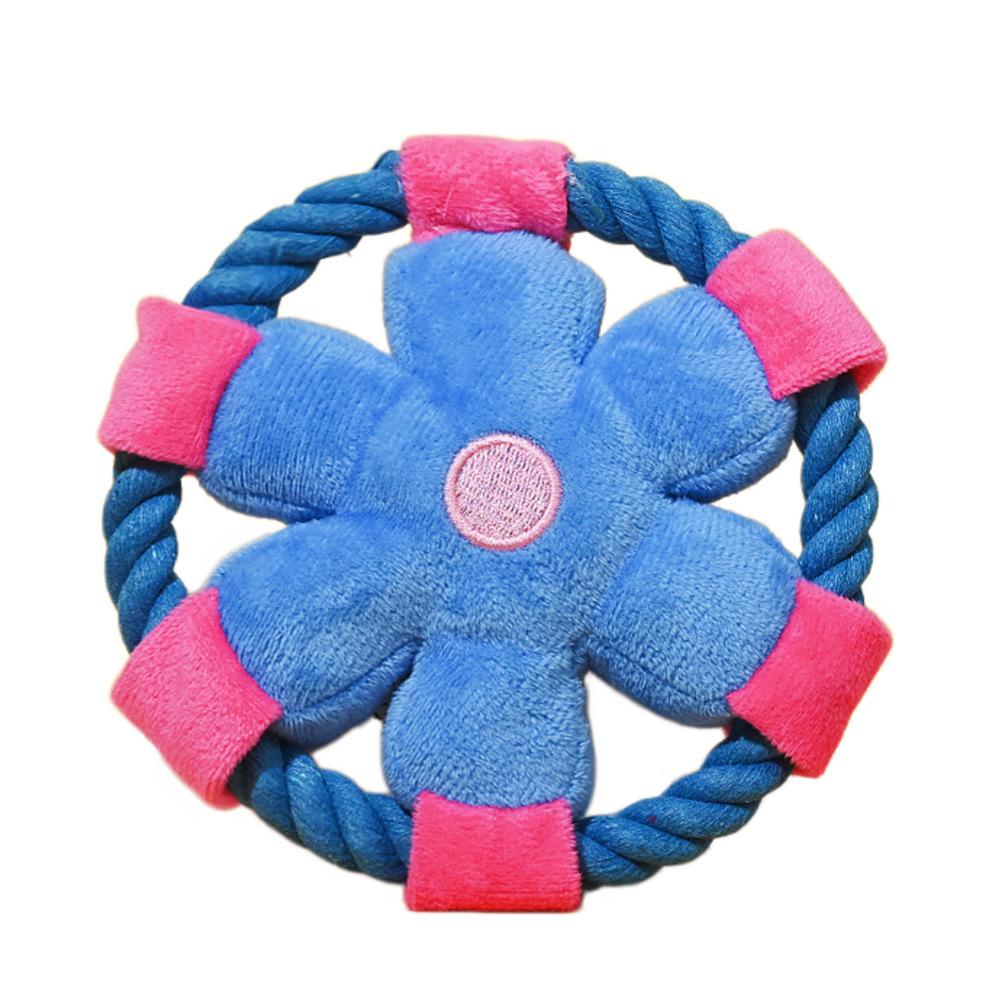 Cotton Rope Flying Disc Dog Interactive Training Chew Teeth Cleaning Pet Toy синий