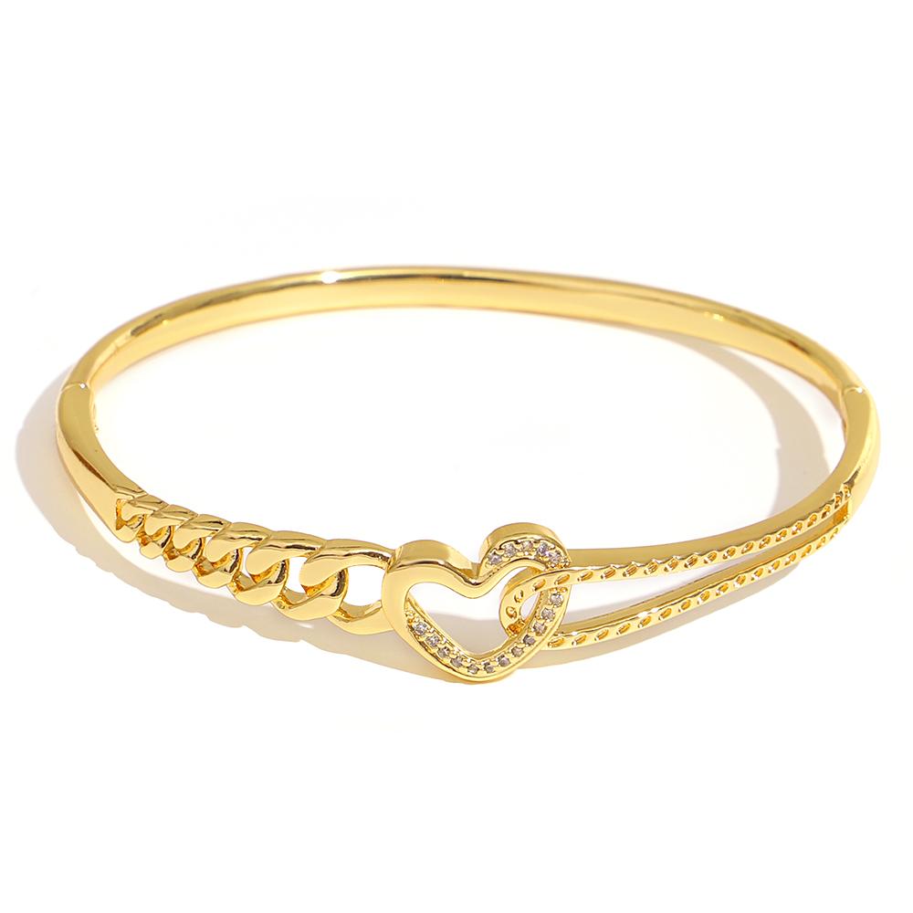 6 Styles Elegant Zircon Geometry Charm Bracelet for Women Trendy Smooth Surface Gold Color Plated Spring Bangle Luxury Jewelry