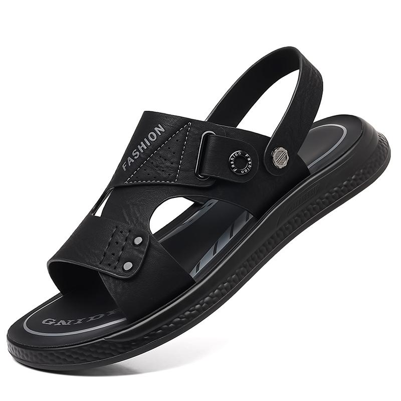 

Модные кожаные нескользящие пляжные повседневные балетки, повседневные с мягкой подошвой, два варианта носки, полушлепанцы, ручная работа, роскошные сандалии, лето 2025, новые мужские сандалии 44