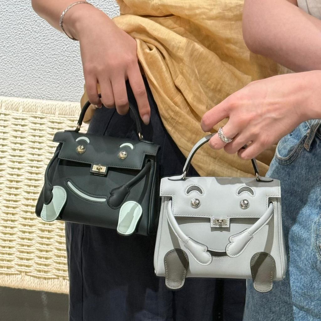 Millennium Doll Bag Smiley Face Bag Genuine Leather Mini Handbag First Layer Cowhide Alligator Pattern Shoulder Messenger Bag Women