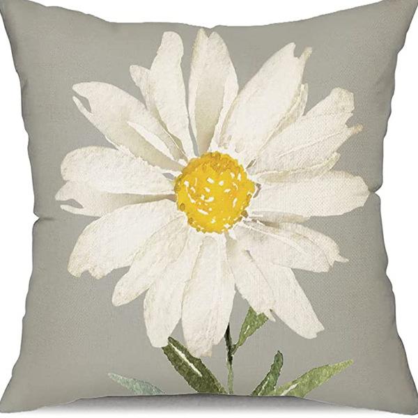 Small Daisy Flower Pillowcase New Striped Linen Home Fabric Sofa Pillowcase Light Luxury
