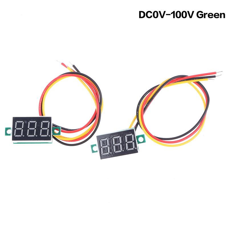2PCS DC 0-100V LED Digital Voltmeter 0.36" Red Green Blue Voltage Detector For Car 12V Mobile Power·