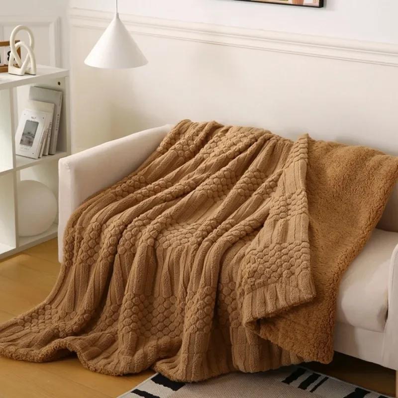 

2025 Однотонный Зимний Тафу Жуншу Хлопковый Бархат Дуду Двухслойный Цветной Чехол-одеяло для дивана из шерсти ягненка 95X150CM 1pcs