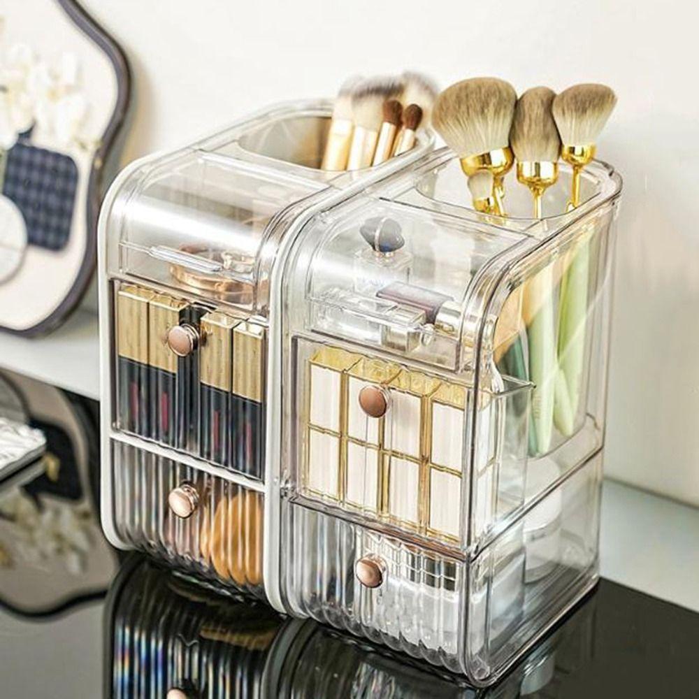 Plastic Cosmetic Storage Box Space Saving Makeup Storage Container Stationery Storage Box  for Home
