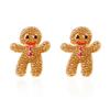Christmas Collection Shiny Zircon Christmas Gingerbread Man Cookie Earrings for Women Sweet New Year Earrings XMAS Gift