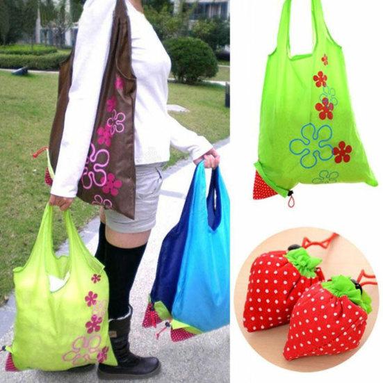 Portable Strawberry Eco-friendly Reusable Handbag Foldable Shopping Tote