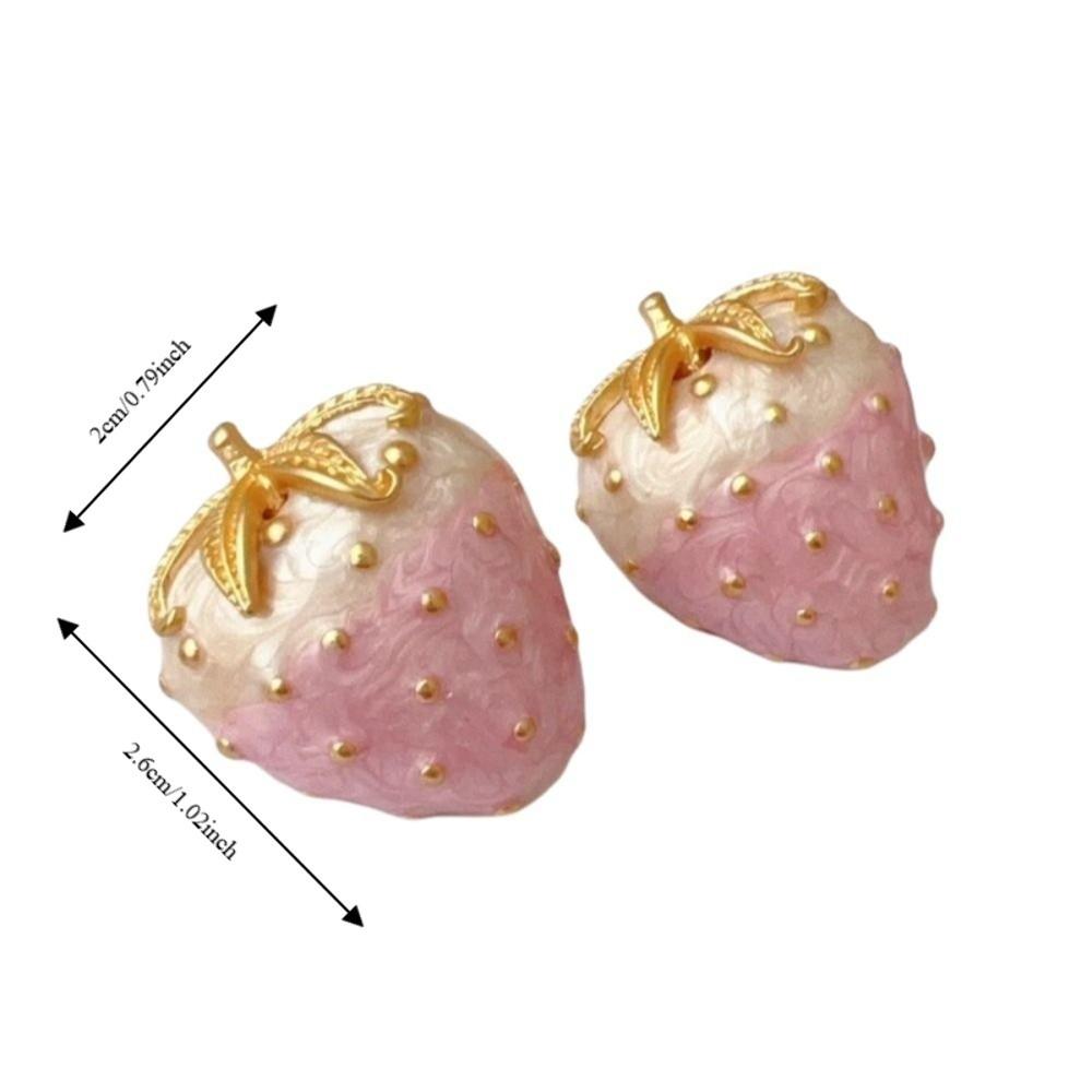 Enamel Sweet Strawberry Earring Elegant Metal Stud Earrings Strawberry-shaped Earrings Seaside