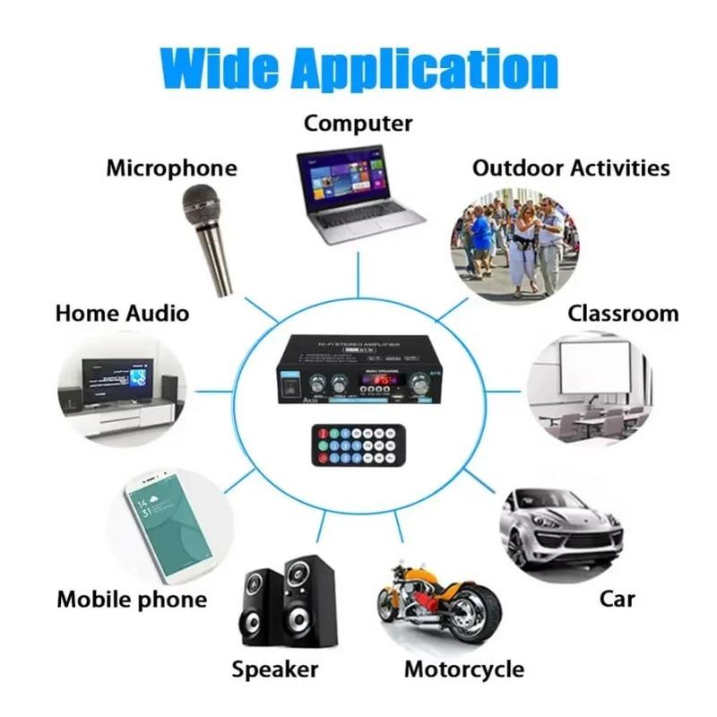 2025 New HiFi Digital AK35 Bluetooth Amplifiers MP3 Channel 2.0 Sound AMP Support 110V-240V for Home Car FM USB Remote Control