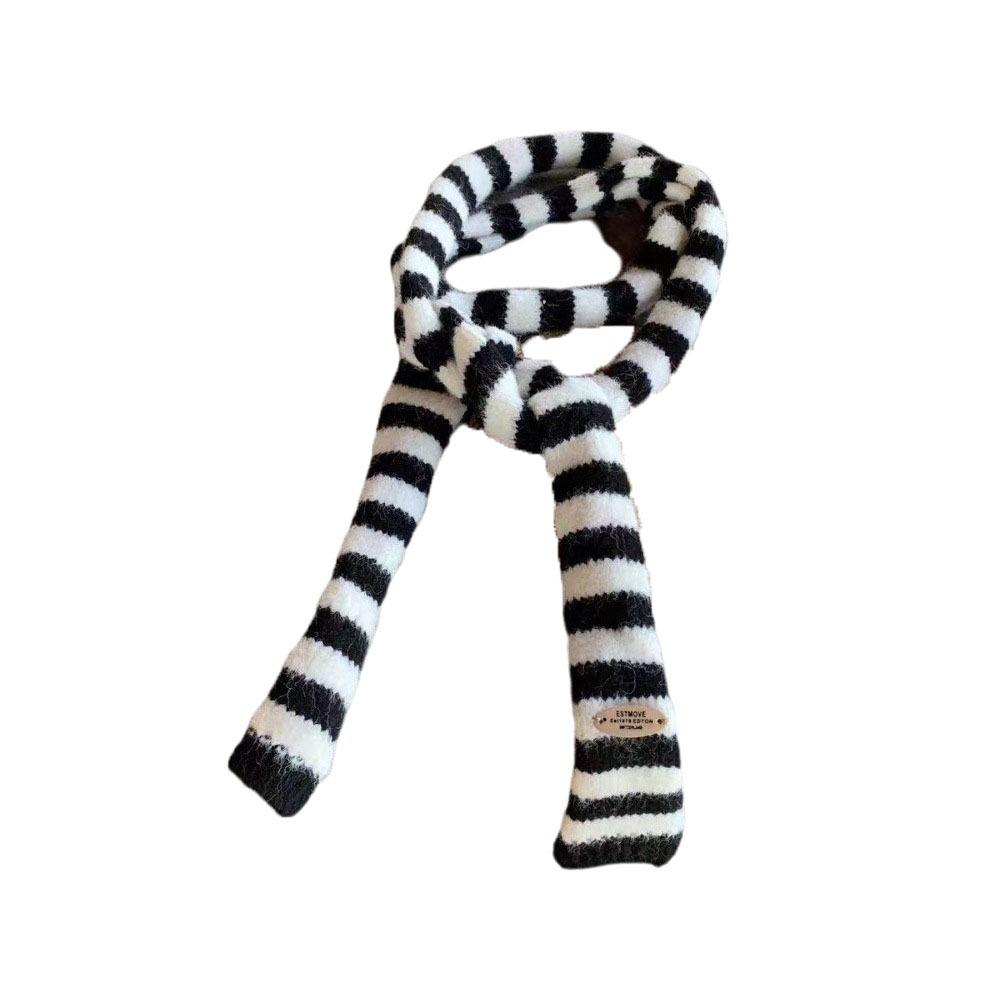 Harajuku Striped Scarf Collocation Clothing Accessories Knitted Shawl Long Narrow Scarves Winter