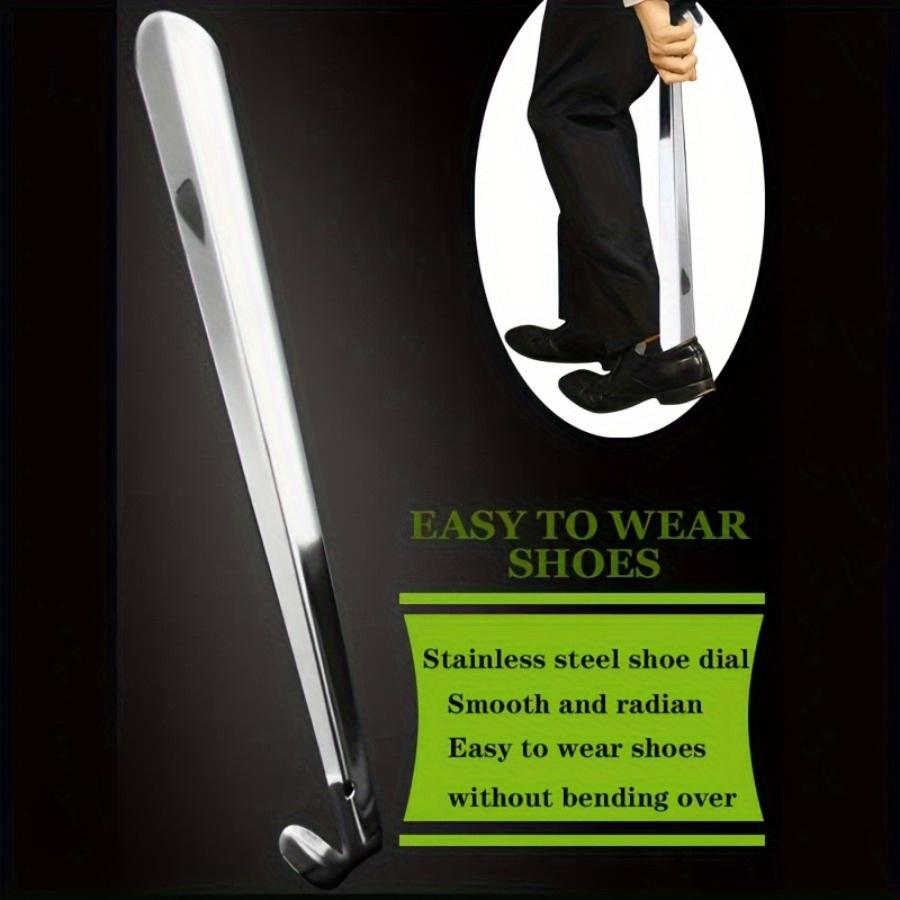 Stainless Steel Shoehorn with Black Handle Can Easily Wear Shoes Without Bending Over.