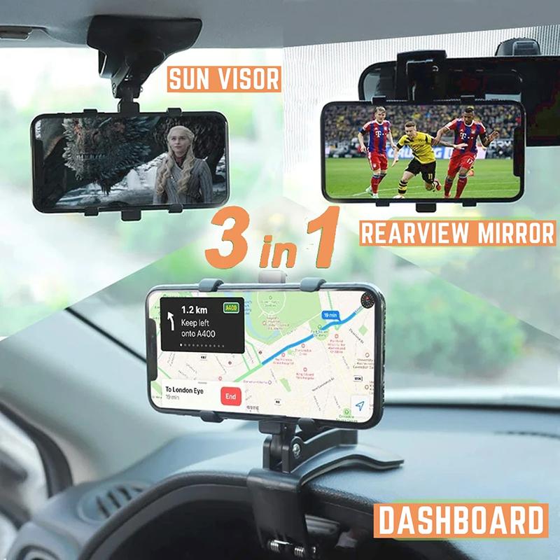 Suporte de Carro Universal para Celular 360°, Montagem no Painel, Suporte Multifuncional para Celular Para Celulares de 3 a 6,5 Polegadas