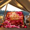 1pc Love Heart Roses Outdoor Blanket - Lightweight Flannel Throw For Travel, Camping, Livingroom, Couch, Chair yy251114202
