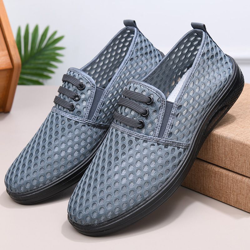 Men's Mesh Shoes Summer Breathable Hollow Thin Casual Shoes Anti Slip Lightweight Wear-resistant Sandals for Men