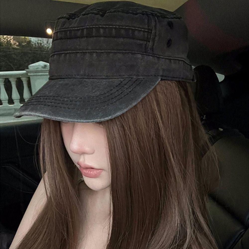 

Vintage Cadet Cap Washed Cotton Peaked Cap New Visor Hat Men Women зелений