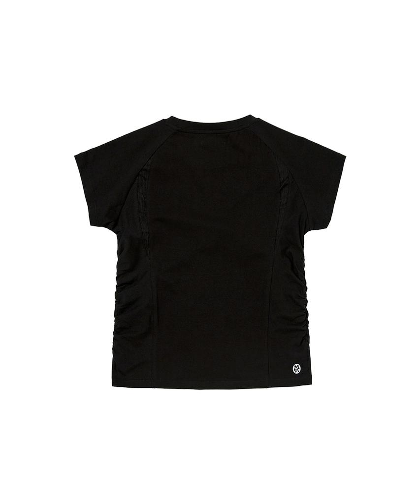 Alumalu Shirred Crop Top_Black