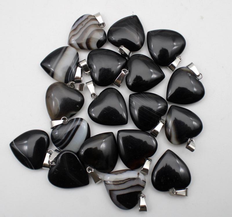 20MM Herzförmiger Naturstein Anhänger: Achat, Rosenquarz, Aquamarin, Pfirsichherz Schmuck