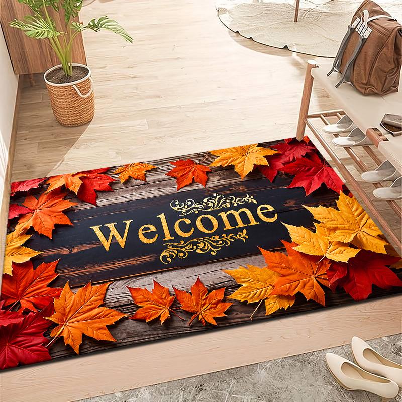 1Pcs Anti Fatigue Kitchen Rug  Fall Maple Leaf Waterproof Non-Slip Thick Cushioned Kitchen Mat Heavy Duty Comfort Standing Mat for Kitchen