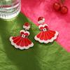 Metal Cartoon Dresses Dangle Earrings for Women New Trend Charm Design Zircon Christmas Party Accessories