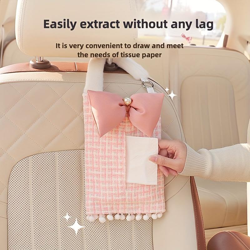 1 Pieza Caja de Pañuelos para Coche Estilo Xiaoxiangfeng Caja de Papel para Colgar en el Respaldo del Asiento del Coche Toalla de Papel Multifuncional para Coche Decoración del Coche