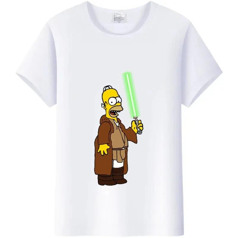 Casual Disney Cartoon Simpson Harajuku T-shirt Summer Blouses Ladies Men White Tees Tops Short Sleeve Blouses Women 90S Tshirt