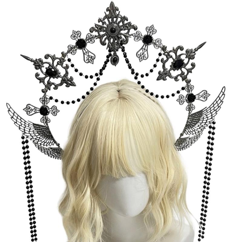 Halos Crowns Lolitas Marys Goddesses Headband Women Cosplay Halloween Costume Goddesses Headpiece Golden Crowns Tiaras