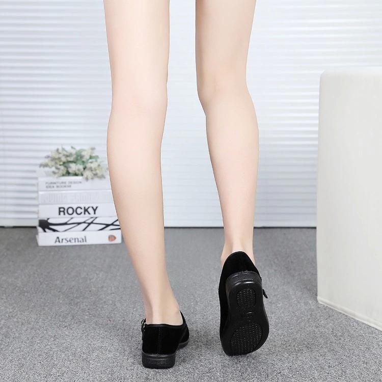 Old Beijing cloth shoes women's work shoes flat non-slip soft sole comfortable belt women's cloth shoes black hotel flats