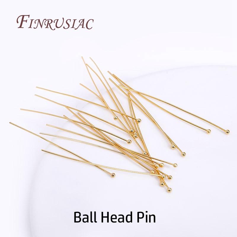 50Pcs/lot Pins For Jewelry 18K Gold Plated Ball Head Pin/Flat Head Pin/Eye Pins For Earrings Making Accessories DIY Findings