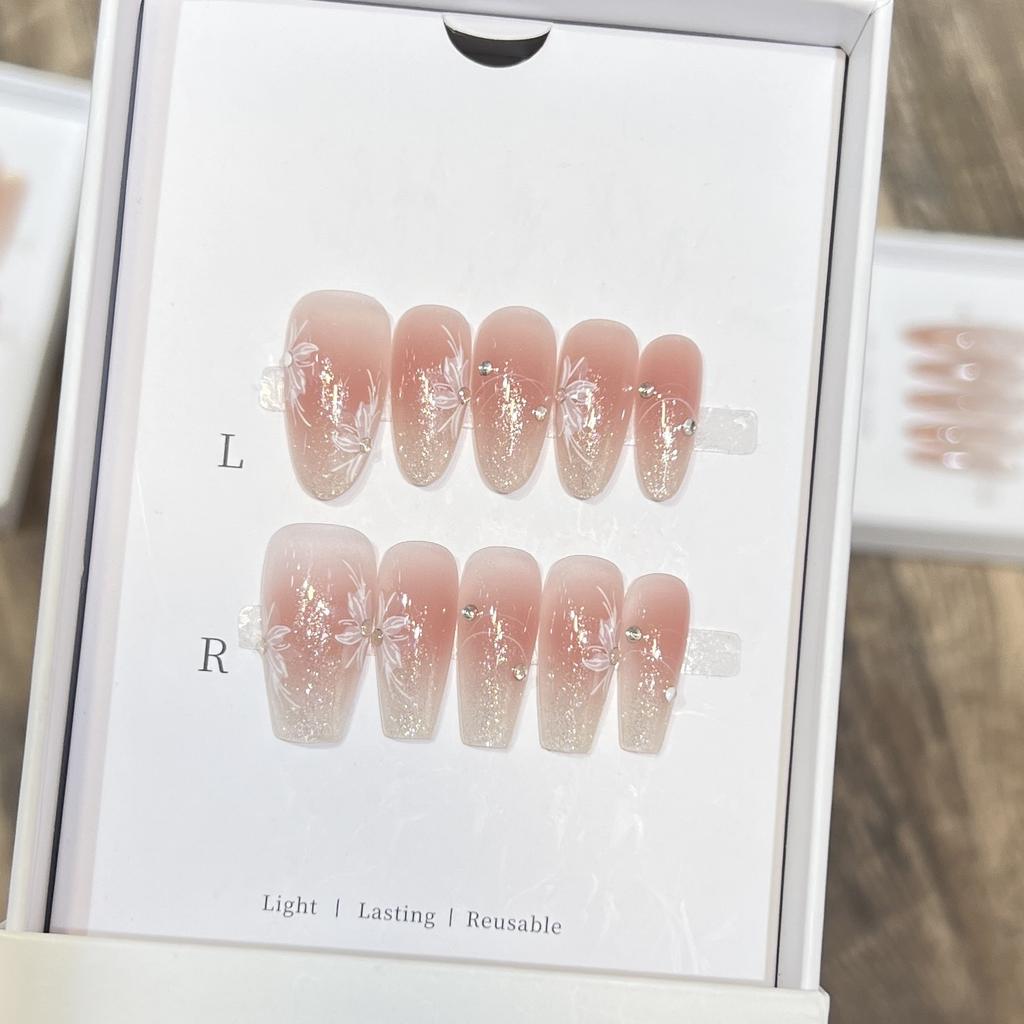 Hand-woven Armor French Ice-Transparent Nude Blush Manicure Removable Armor Plate