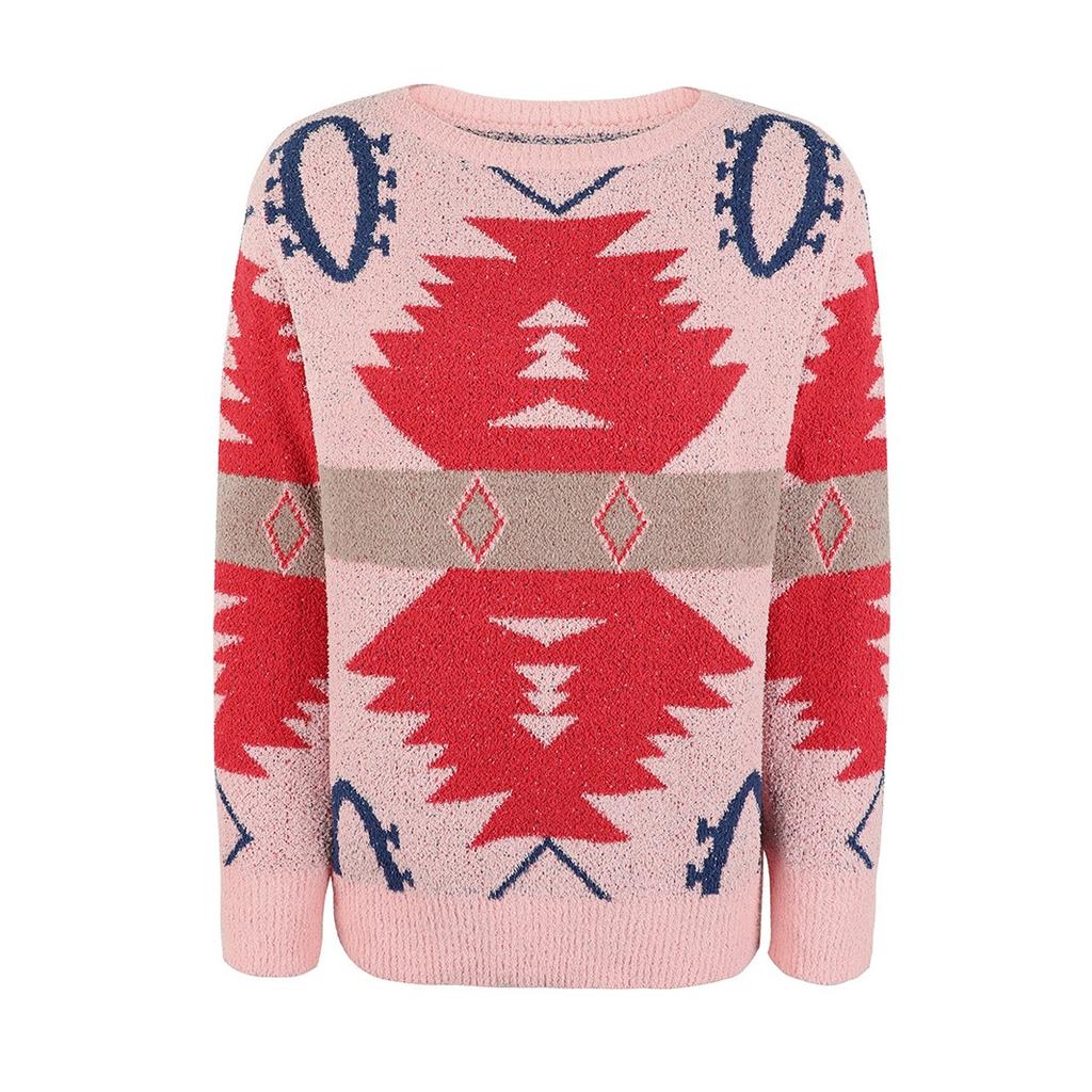 QICED Contrast Color Women's Knitwear Autumn Winter Christmas Long Sleeve Sweater Women