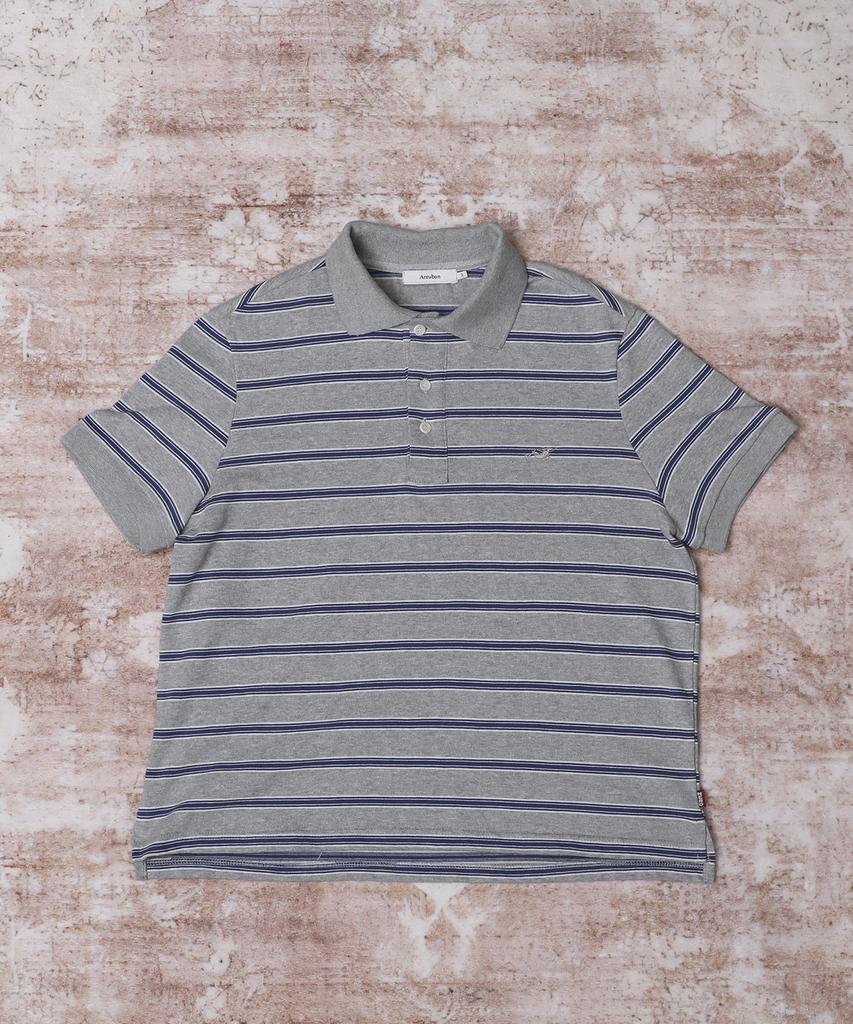 AREUBAN Free Ride Crop Pique T-Shirt_Blue Stripe