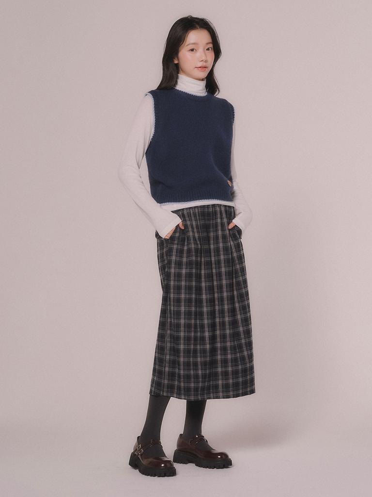 Mellotoli Check H-Line Skirt (2 Colors)